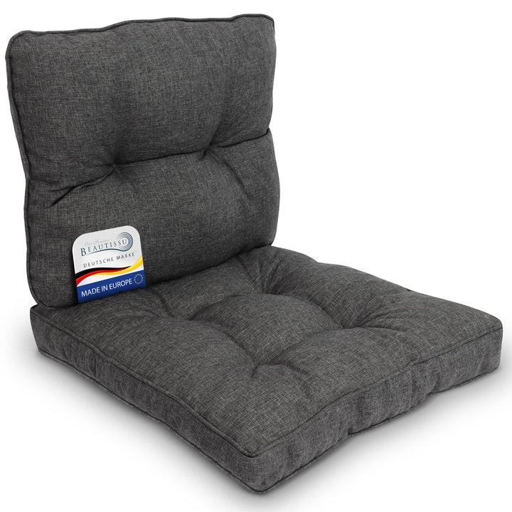 Beautissu Lounge Auflagen Set Sitzkissen 60x60 cm &amp; Rückenkissen 60x40 cm – Schmutz- &amp; Wasserabweise