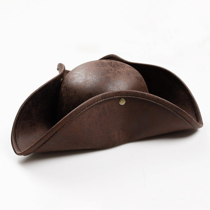 keland Piratenhut Piraten Dreispitz Hut Leder Herren Damen Pirate Hat Erwachsene Braun, Braun