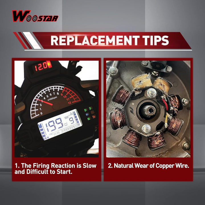 WOOSTAR 6 Spule 5 Draht Zündung Statorspule Magneto mit Schwungradrotor Ersatz für YX 140ccm 150ccm