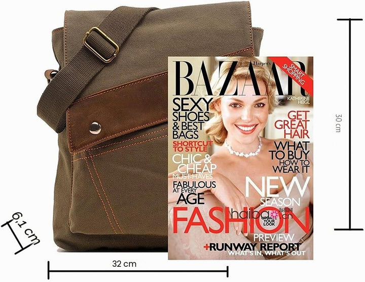 Sechunk Schultertaschen aus Segeltuch, Umhängetasche, Kuriertasche, Tagesrucksack für Damen und Herr