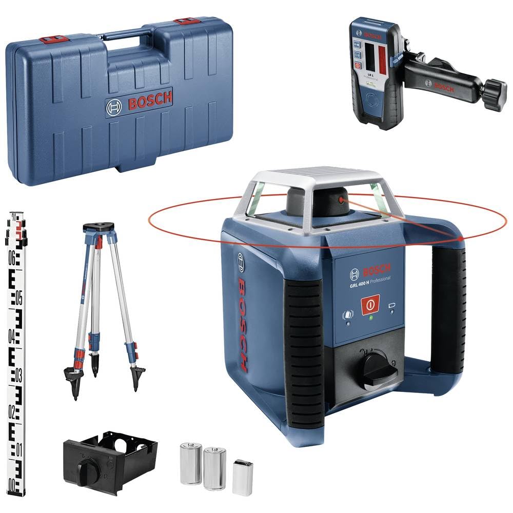 Bosch Professional Rotationslaser GRL 400 H (Ein-Knopf-Bedienfeld, Laser-Empfänger LR 1, Nivellierla