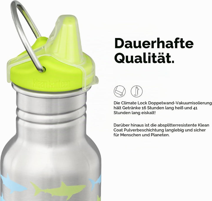 Klean Kanteen Kid Kanteen Classic mit Sippy Cap Haie, Haie