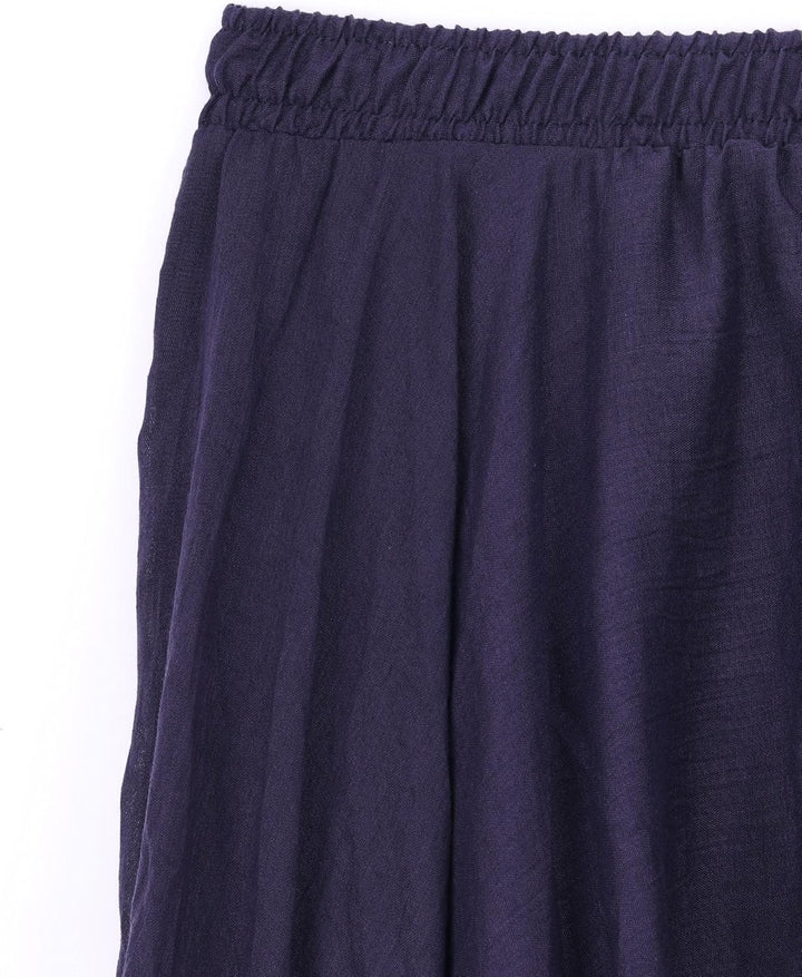 Damen Maxirock Baumwolle Lange Rock Tellerrock Doppelt Schicht Elastischer Bund 34-42 Blau - Dunkelb