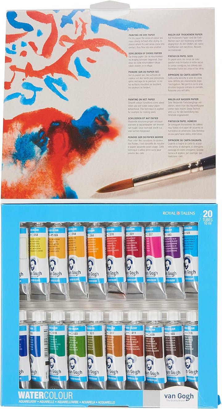 Royal Talens, Van Gogh Watercolour, General Selection, 10ml Tubes, Set of 20 Colors (20820120)