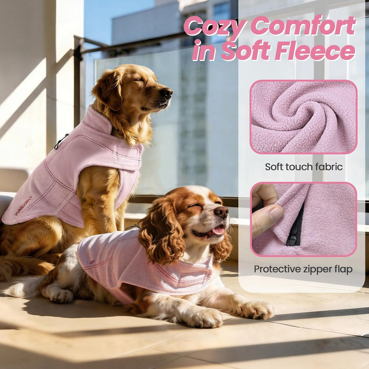VIVAGLORY Softpad Wintermantel Hund, Hundemantel Fleecemantel Hund, Fleecejacke mit Bauchschutz, Fle