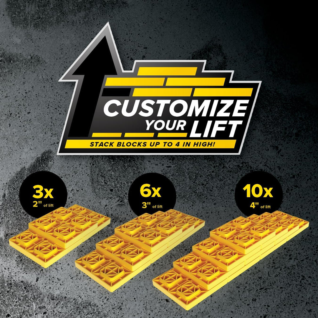 Camco Fasten 2x2 Leveling Block for Single Tires-Interlocking Design Allows Stacking to Desired Heig