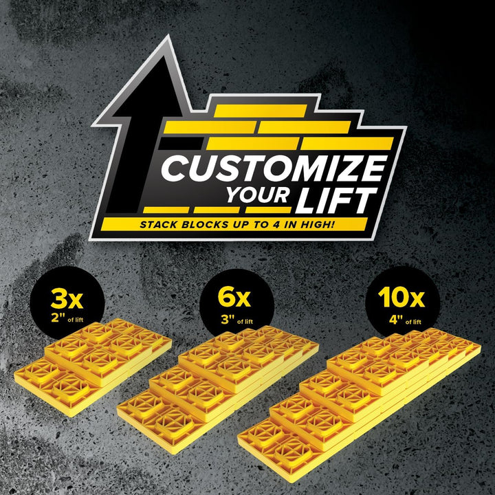 Camco Fasten 2x2 Leveling Block for Single Tires-Interlocking Design Allows Stacking to Desired Heig