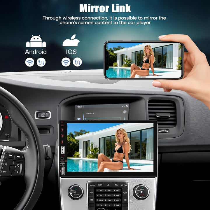 CAMECHO 7 Zoll HD Touchscreen Autoradio mit Drahtlos CarPlay Android Auto,1 Din Carplay Radio mit Bl