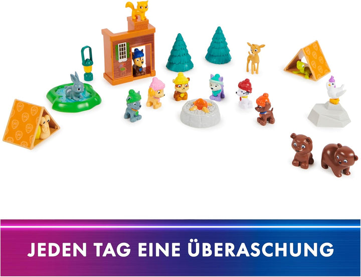 PAW Patrol Adventskalender - 24 Spielzeug-Überraschungen für eine fantasievolle Winterwelt, 7 Welpen