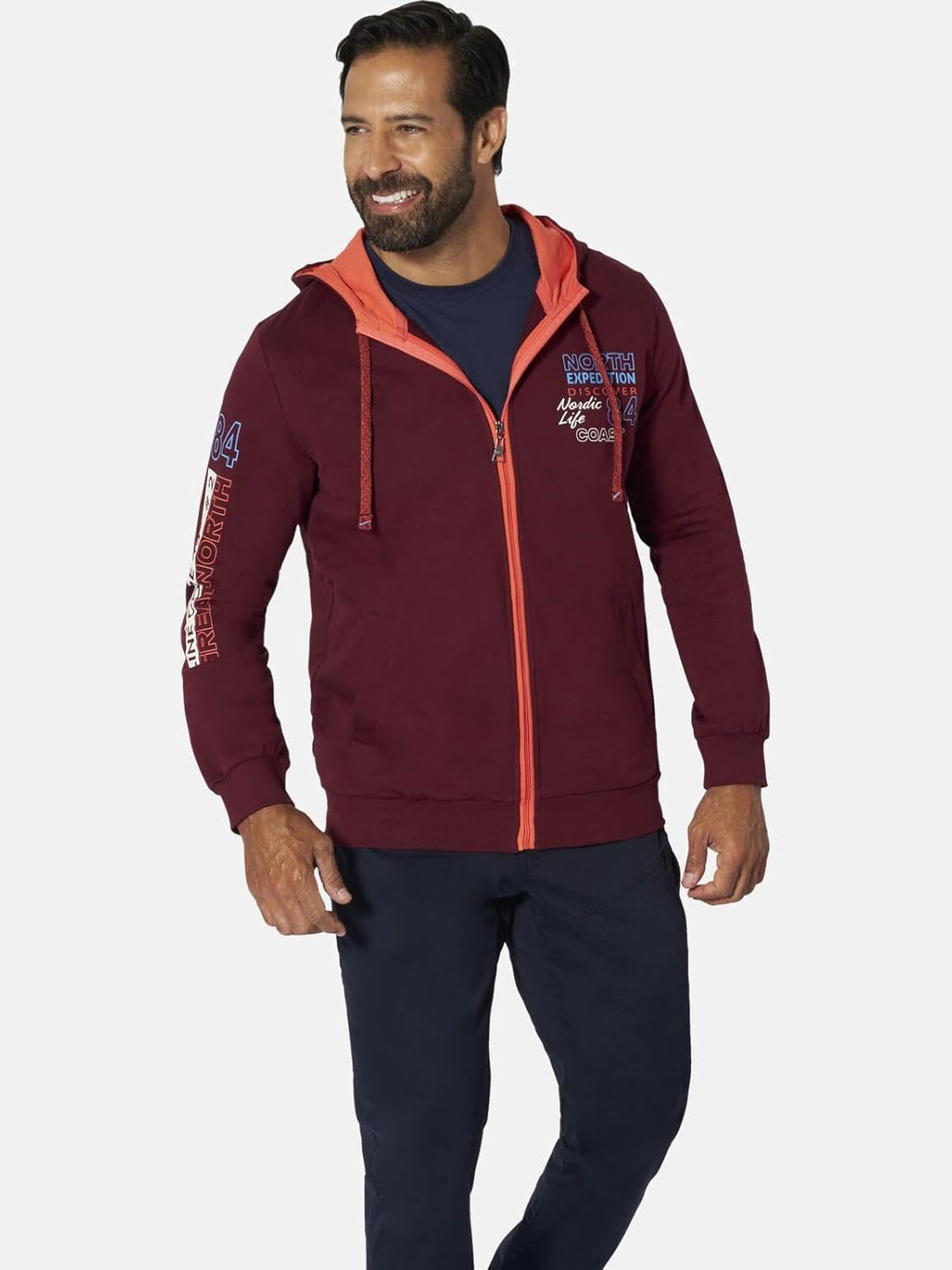 Jan Vanderstorm Herren Sweatjacke Roderich mit Kapuze | Hoodie | Reine Baumwolle | grosse Grössen L-