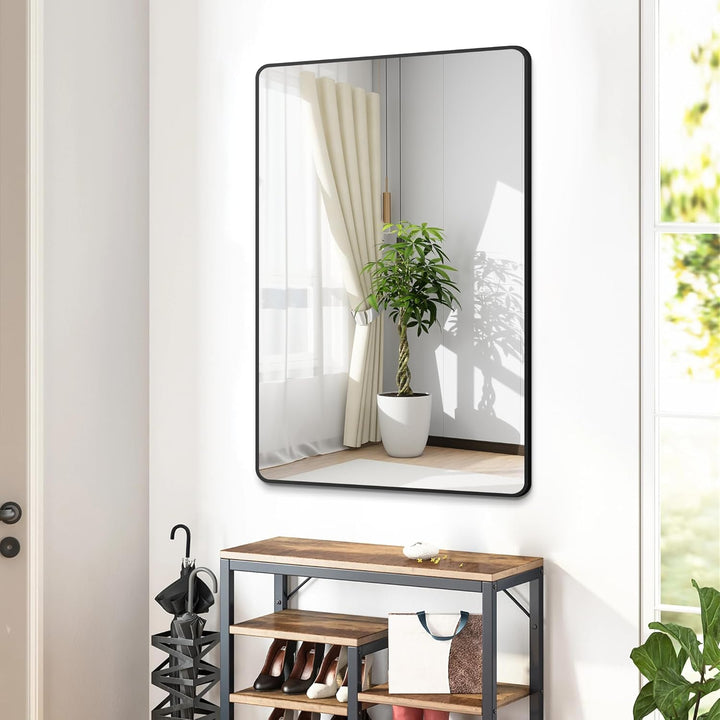 Boromal Rechteckiger Spiegel Schwarz 120x70cm mit Rahmen - Badspiegel Vertikal/Horizontal - Wandspie