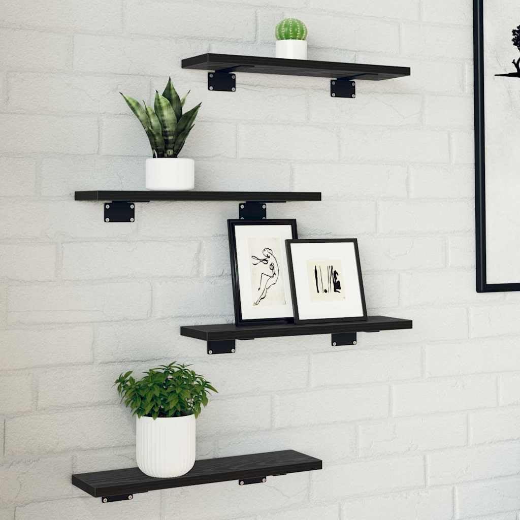 vidaXL Regalbrett 4 pcs Schwarz 40 x 10 x 1,5 cm Holzwerkstoff, Moderner Bücherregal, rechteckige Ab
