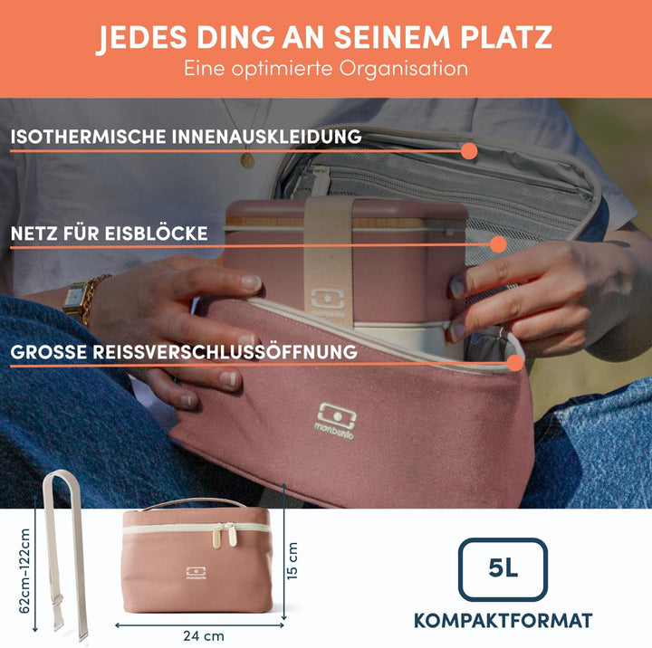 MONBENTO - Kleine Kühltasche für Unterwegs Arctic rosa Moka - Lunch Tasche für Lunchbox, Trinkflasch
