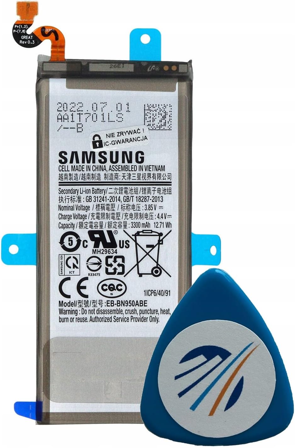 INNCOMM Original Akku für Samsung Galaxy Note 8 SM-N950 Original OEM - 3300mAh Lithium-Ionen-Batteri