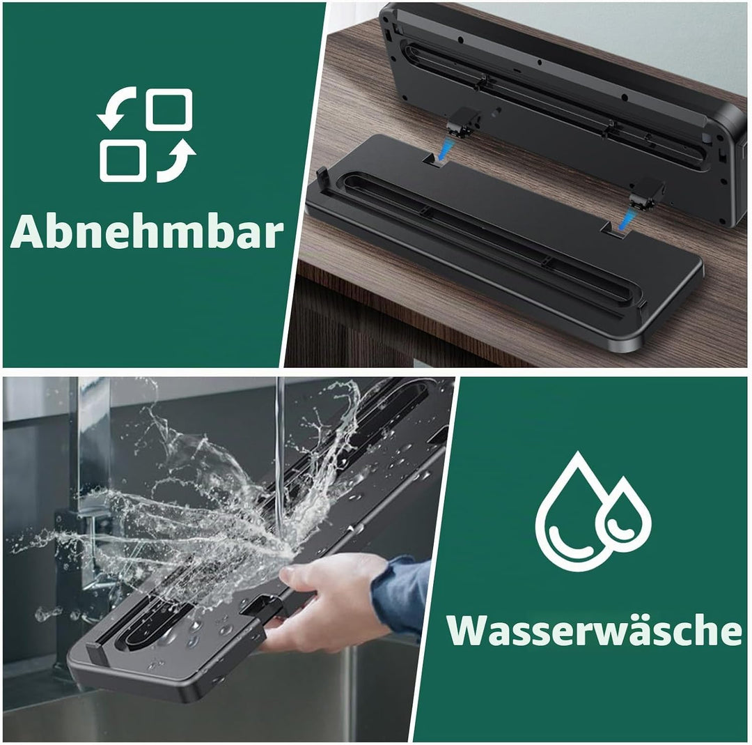 Vakuumiergerät 120W Profi, Automatischer Vakuumierer mit Doppelter Heisssiegelung, 4 Modi für Trocke