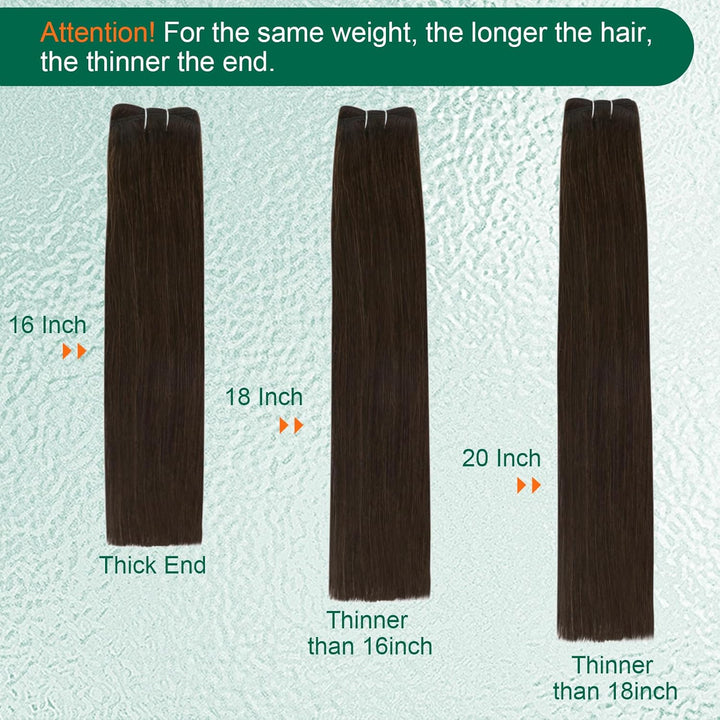 Easyouth Braun Tressen Extensions Echthaar Remy Tressen Haarverlangerung Dunkelstes Braun Tressen Ex