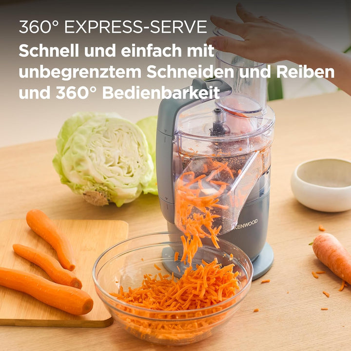 Kenwood MultiPro Go FDP22.130GY, Kompakt-Küchenmaschine nur 30cm hoch, zum Schneiden, Reiben, Pürier