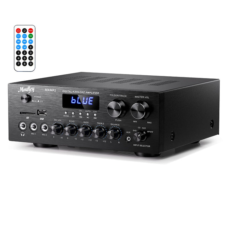 Verstärker, Moukey Bluetooth Leistungsverstärker Dual Kanal Audio Stereo Receiver mit USD, SD, AUX,