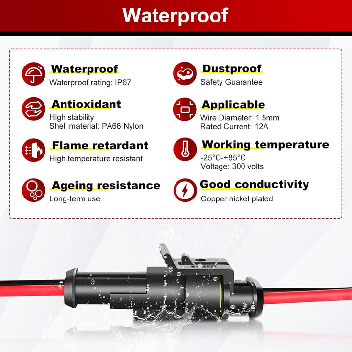 KFZ Stecker Set, 808Pcs KFZ Steckverbinder, Wasserdichte Stecker 1/2/3/4/5/5/6 Polig, Superseal Stec
