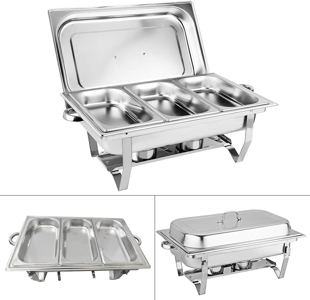 Warmhaltebehälter Essen,Edelstahl Chafing Dish,Speisenwärmer Edelstahl Chafing Dish + Deckel für Cat