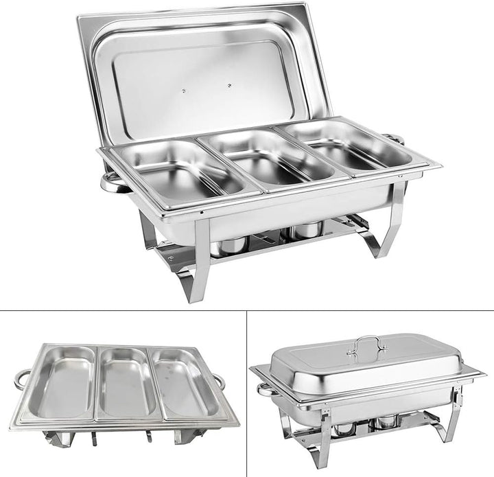 Warmhaltebehälter Essen,Edelstahl Chafing Dish,Speisenwärmer Edelstahl Chafing Dish + Deckel für Cat