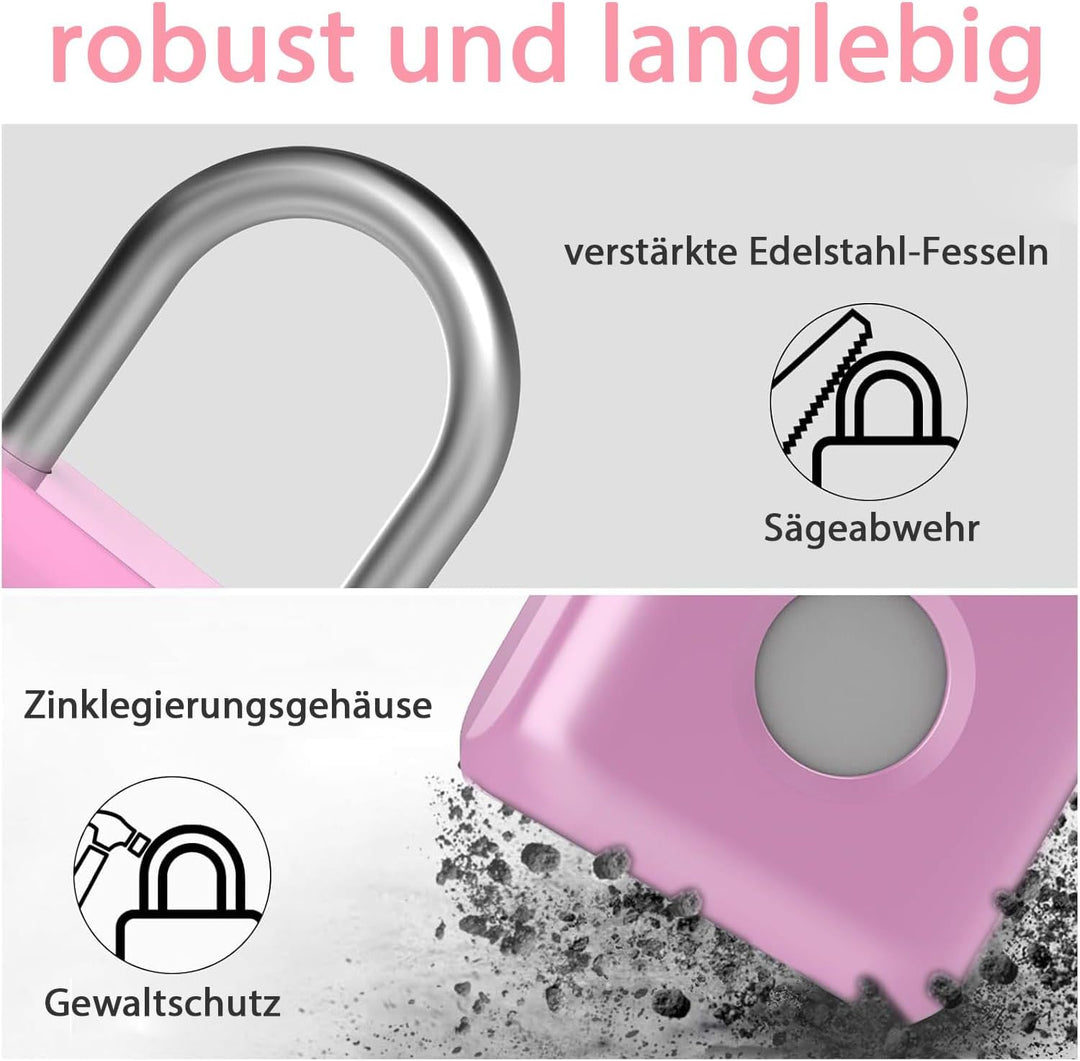 Fingerabdruck Vorhängeschlos eLinkSmart Chliessfachschloss für Mädchen und Frauen im Fitnessstudio R
