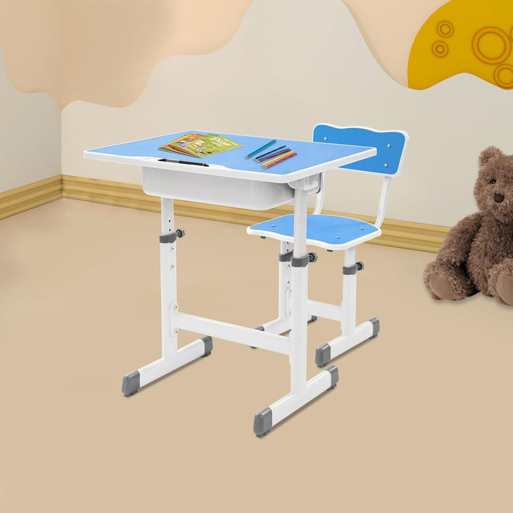 Kinderschreibtisch Stuhl Höhenverstellbar, Verstellbarer Schreibtisch und Stuhl, Schreibtisch-Set fü