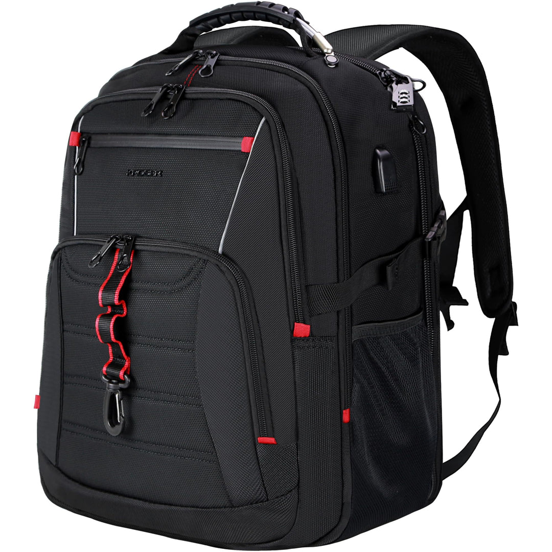 KROSER Grosser Rucksack für Herren, 17,3 – 18,4 Zoll, XXXL, Laptop-Rucksack, mit RFID-Taschen und wa