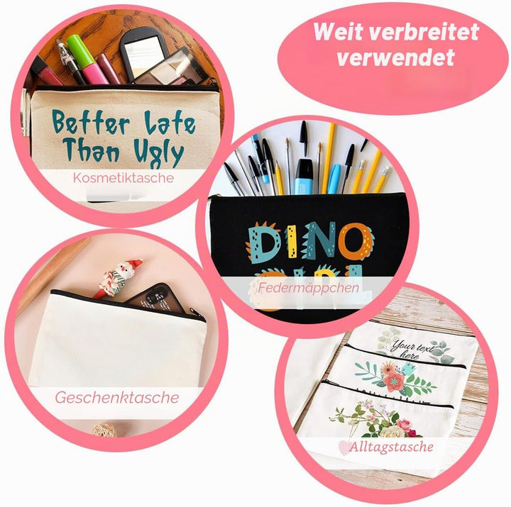 30 Stück Canvas Zipper Pouch Taschen, DIY Handwerk Blank Makeup Taschen, Canvas Bleistift Fall Kosme