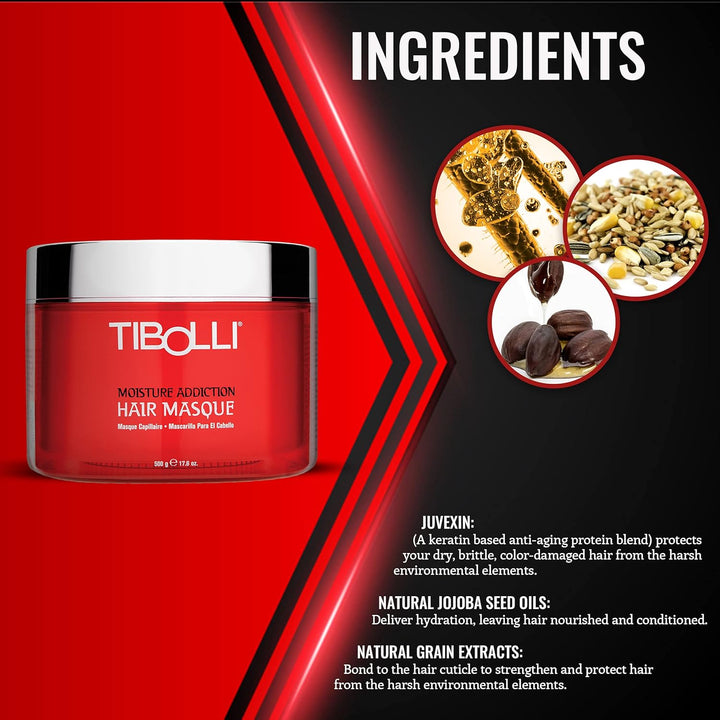 TIBOLLI Moisture Addiction Mask Deep Conditioning Masque (17.6 Fl oz/500g) Traitement hydratant et l