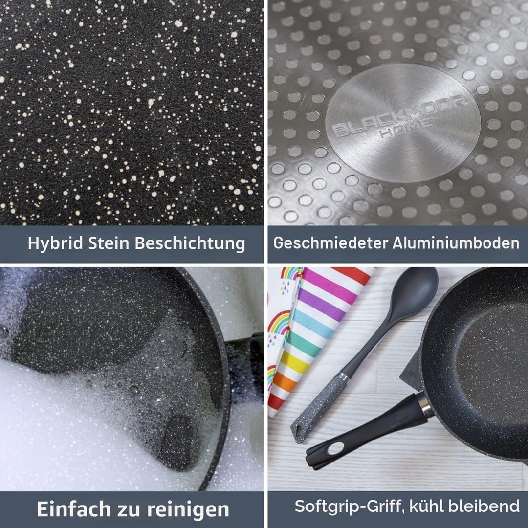 Blackmoor Pfanne 20-cm-Kochtopf mit Deckel Schwarz 20cm Kochtopf 20 cm Schwarz, 20cm Kochtopf 20 cm