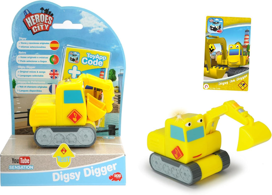 Dickie Toys - Helden der Stadt, Bernd Bagger, der Bagger mit Licht, originalen Liedern, Sounds und F