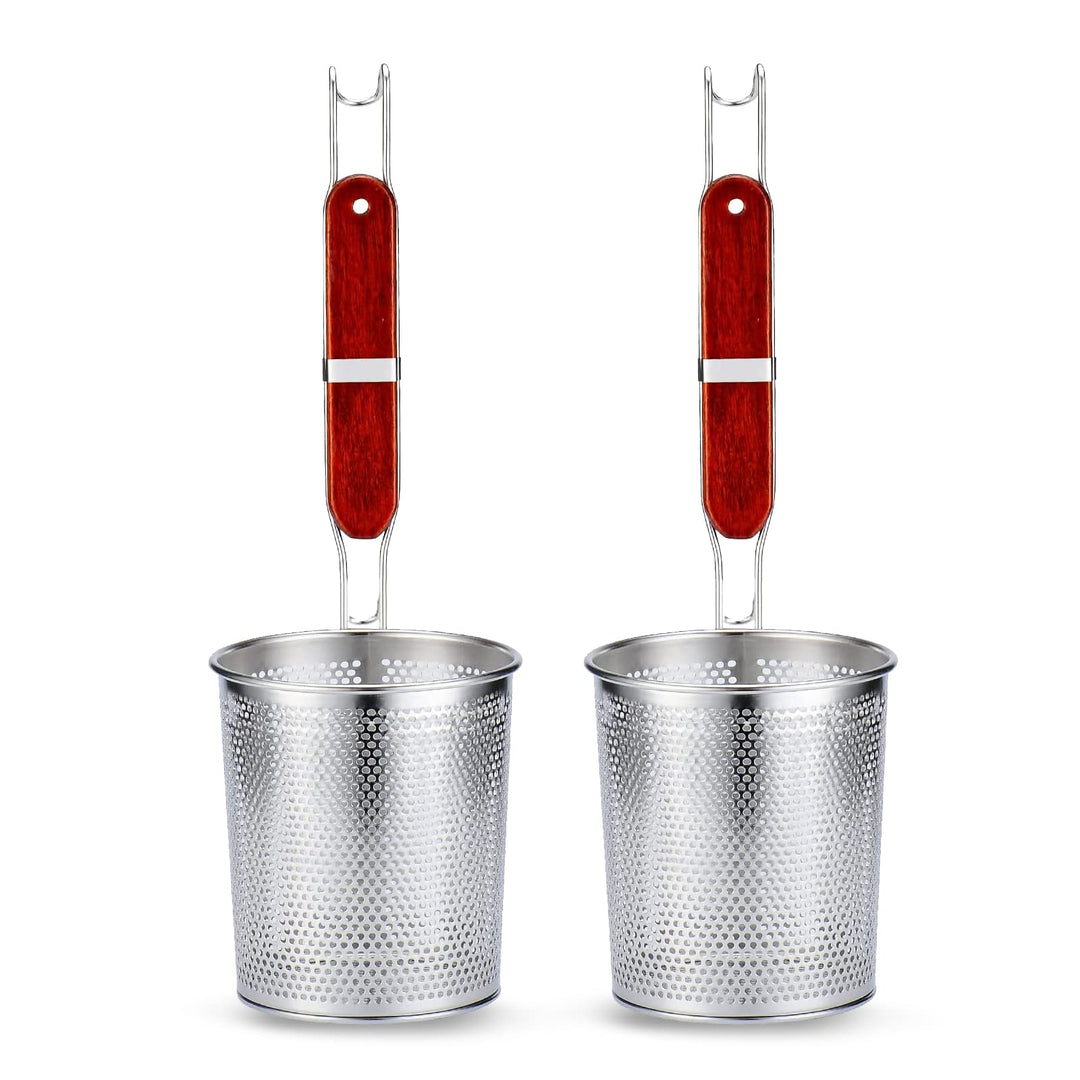 TENTA KITCHEN 2 Stück mikroperforiertes Edelstahl-Nudelsieb mit Griff,Lebensmittel-Teigtaschen-Nudel