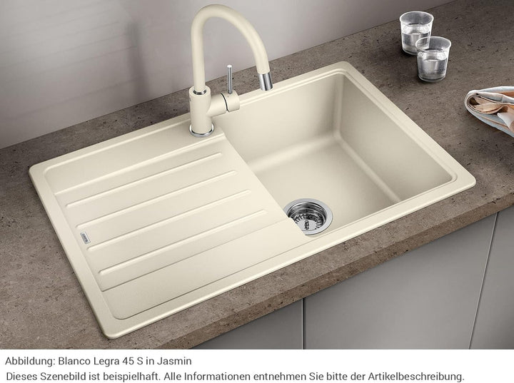BLANCO LEGRA 45 S | SILGRANIT schwarz | Einbauart: Einbau von Oben | reversibel | ohne Ablauffernbed