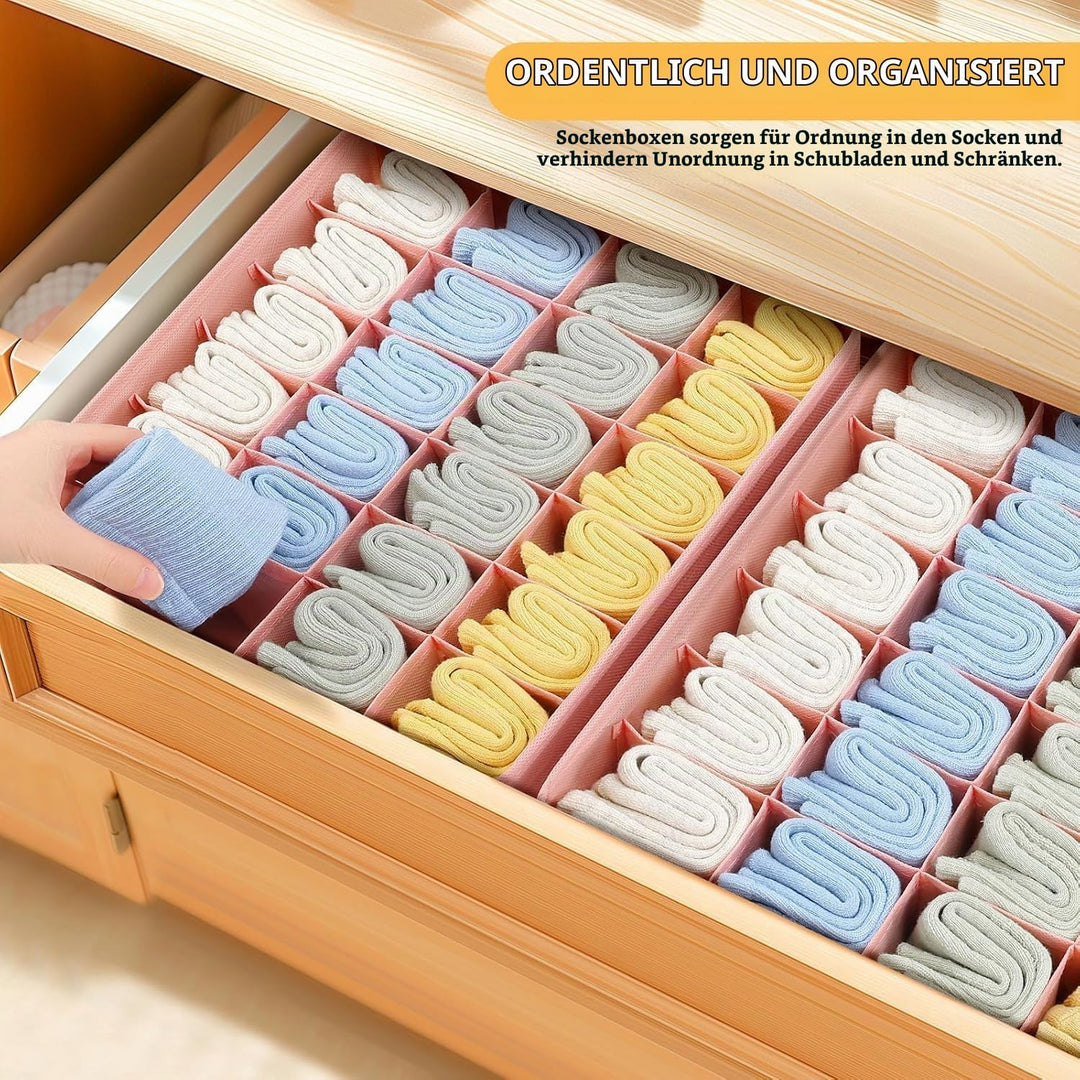 Unterwäsche Socken Organizer - 4er Set Schrank Schubladen-Organizer Kleidung, 96 Fächer (4x24), Ordn