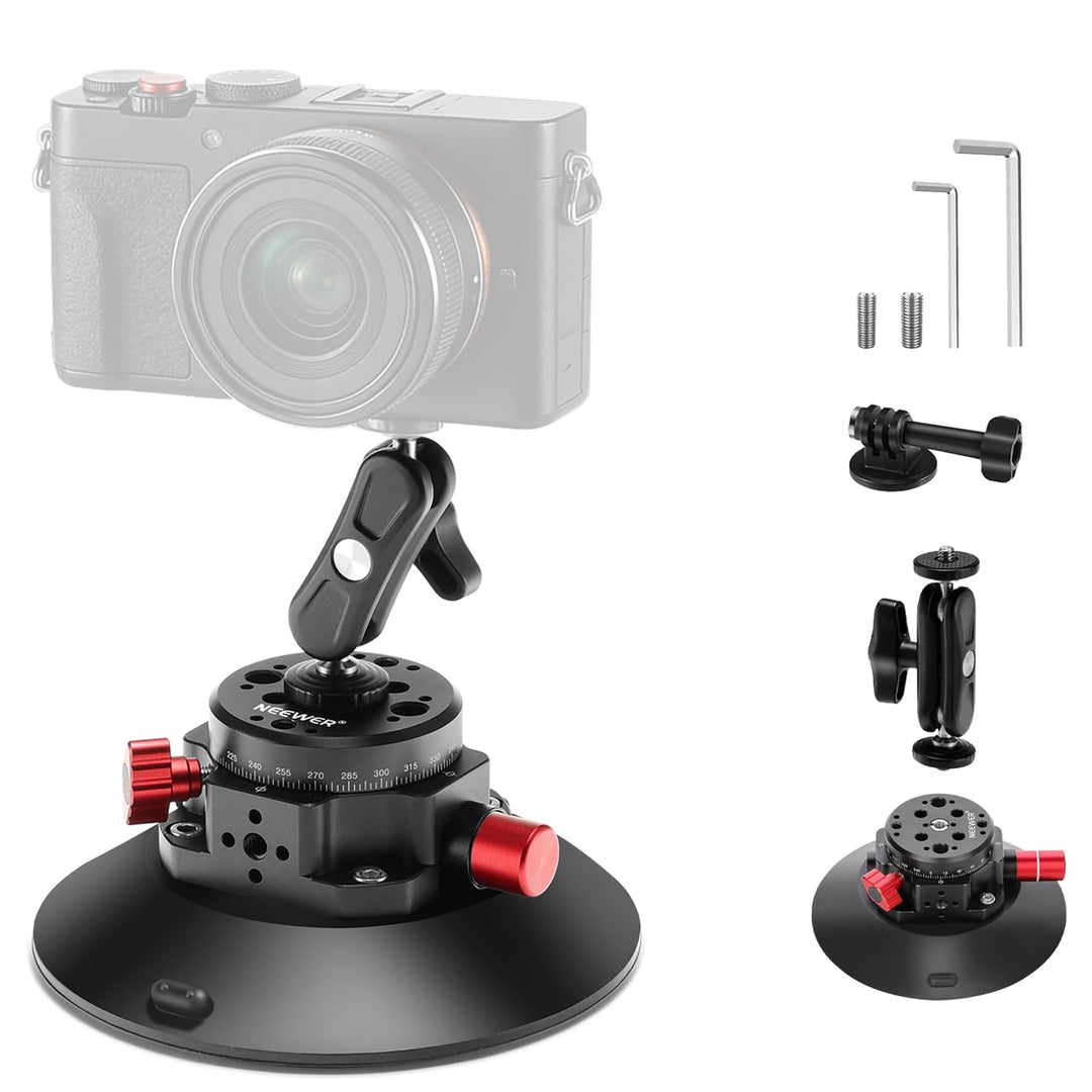 NEEWER 15,2cm Kamera Saugnapfhalterung mit Kugelkopf Magic Arm,Metall Autohalterung für Kamera/Actio