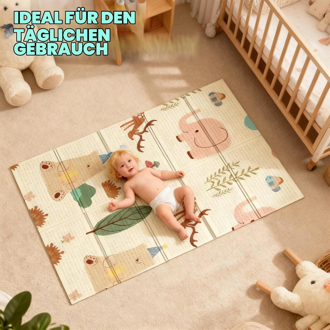 Soontrans Krabbelmatte Baby, Spielmatte Baby Faltbar, 180x120x1cm, Play Mat for Babies Doppelseitige