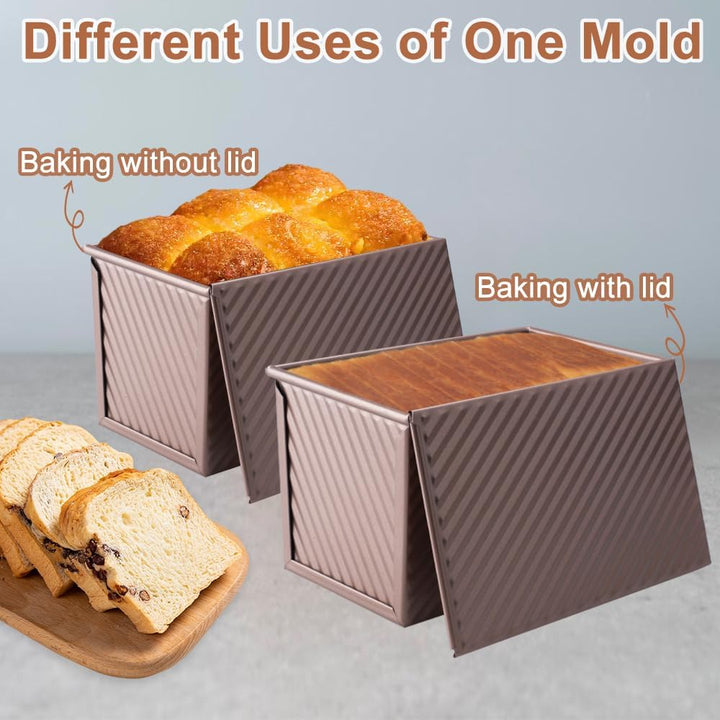 inodiref 2 Stück Brotbackform mit Deckel Antihaft Toastbrot Backform Kastenform mit Deckel mit Belüf
