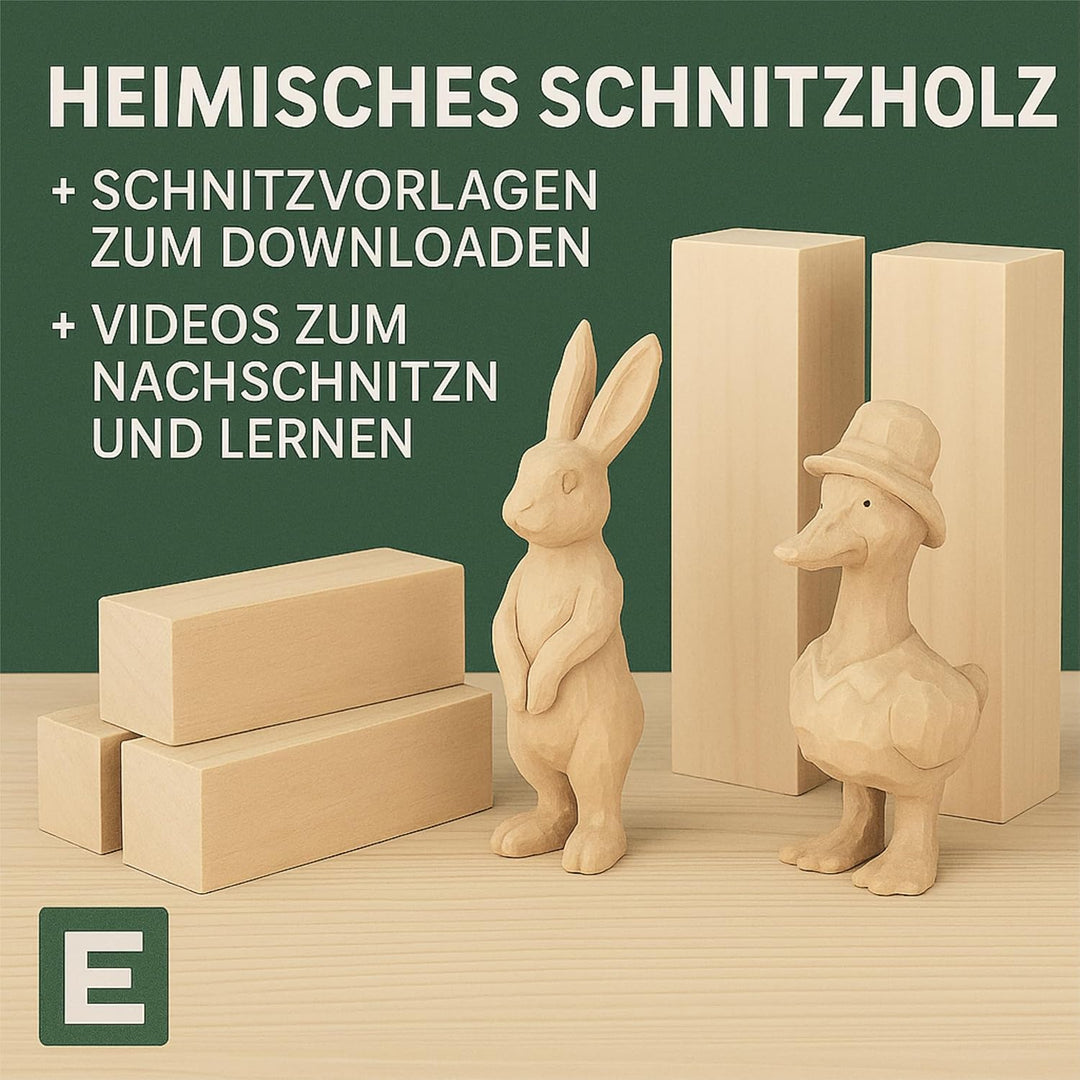 EdpaS Schnitzholz Grosses Lindenholz - 2er Set Holzblock (20x7x7cm) - Drechselholz - Schnitzholz Lin
