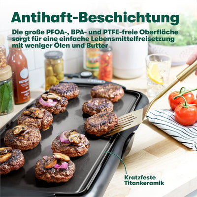 BELLA Elektro-Keramik-Titan-Grillplatte, Antihaftbeschichtung, grosse eintauchbare Kochfläche und he