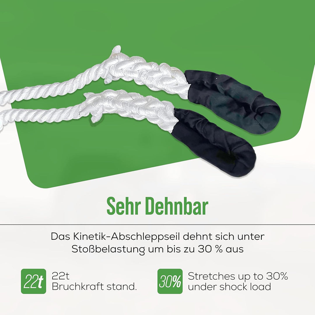 Desert Fox Winch Kinetisches Bergeseil Kinetik Dehnbarer Bergegurt (Weiss 8 m x 32 mm), Weiss 8 m x