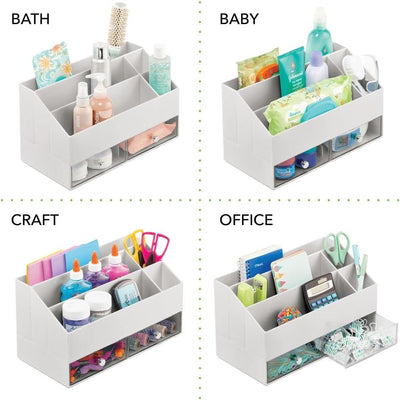mDesign Kosmetik Organizer – Aufbewahrungsbox mit 5 Fächern und 2 Schubladen für Make-up, Nagellack