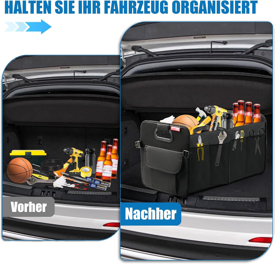Auto Kofferraum Organizer Faltbare 55L Kofferraumtasche mit Abnehmbare Fächer & Stabiler Boden, Gros