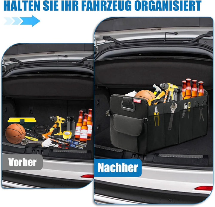 Auto Kofferraum Organizer Faltbare 55L Kofferraumtasche mit Abnehmbare Fächer & Stabiler Boden, Gros