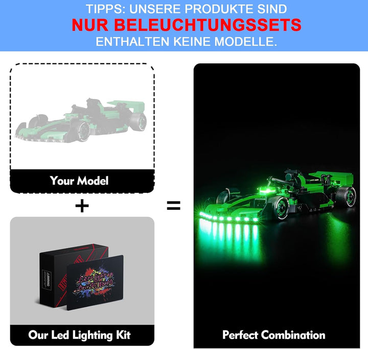 LocoLee Licht Set Kompatibel mit Lego 77247 KICK Sauber F1 Team C44 Rennauto, Nur Lichter Set, Licht
