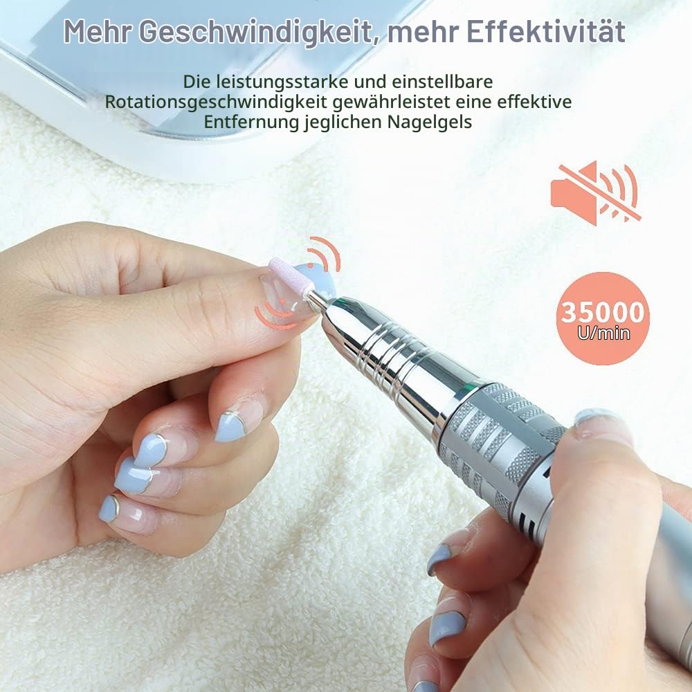 JCMASTER® TouchPro+ Nagelfräser Set Für Gelnägel &amp; Acrylnägel | inkl 1x Premium 4 in 1 Bit | 35000 U