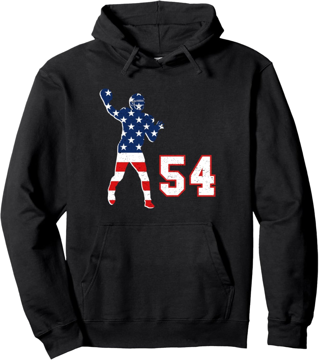 Fussball Nummer 54 mit amerikanischer USA-Flagge Pullover Hoodie