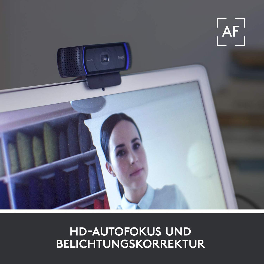 Logitech C920 HD PRO Webcam, Full-HD 1080p, 78° Sichtfeld, Autofokus, Klarer Stereo-Sound, Belichtun