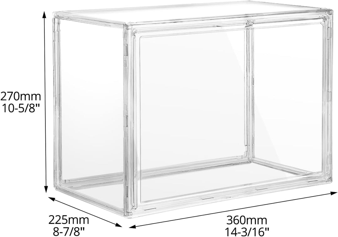 QWORK® 3 Stück Schuhboxen Stapelbar, Transparente Kunststoffboxen mit Magnetverschluss, Schaukasten,