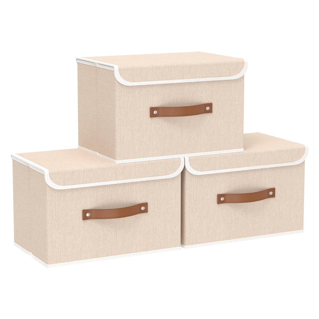 Yawinhe 3 Stück Aufbewahrungsbox mit Deckel, Faltbare Stoffboxen, Waschbare, für Schlafzimmer, Kleid